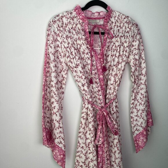 D'Ascoli Maxi Dress Serenity Kaftan Style Fuschia Floral Sz Sm Bohemian - Picture 5 of 11